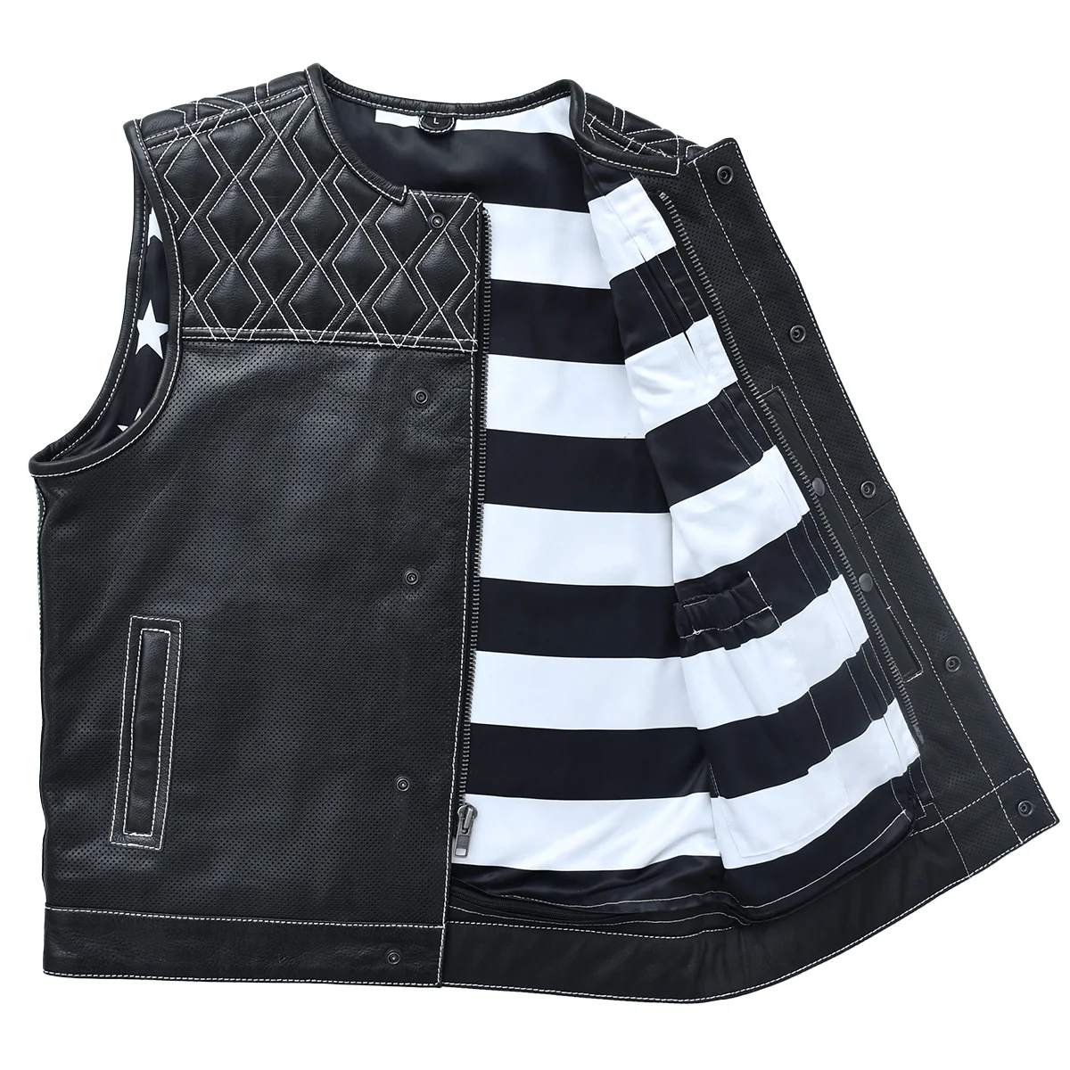 Roadrage - Men's Perforated Leather Motorcycle Vest - Image 4