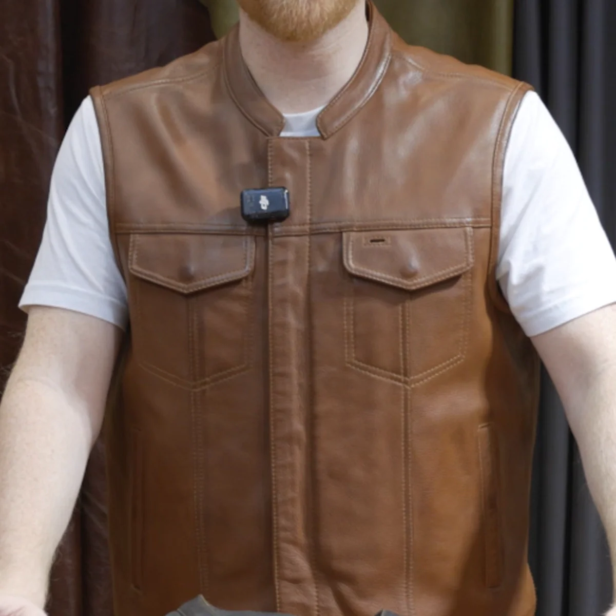 Sharp Shooter Men's Motorcycle Leather Vest - Image 25