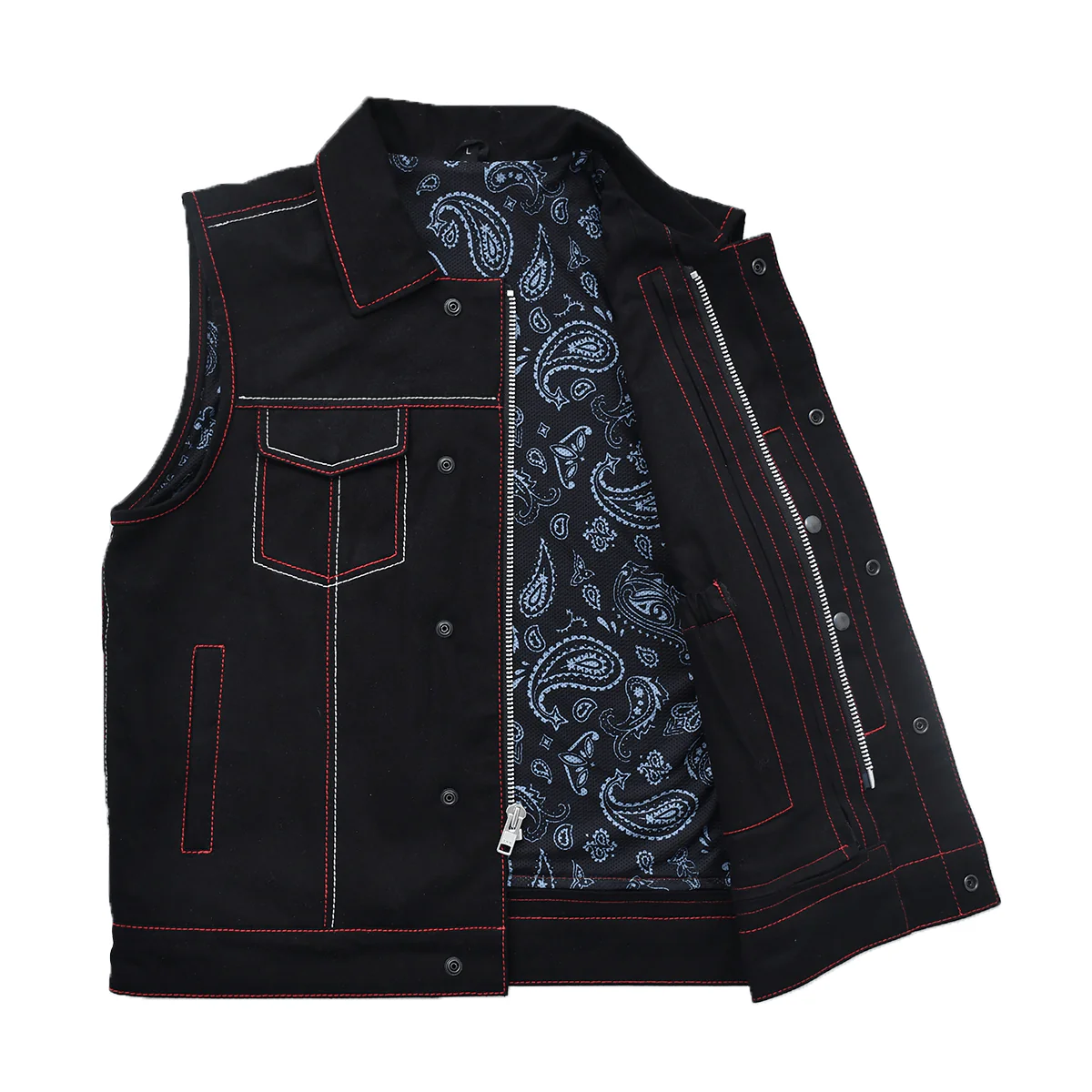 Striker - Men's Black Twill Motorcycle Vest - Image 4