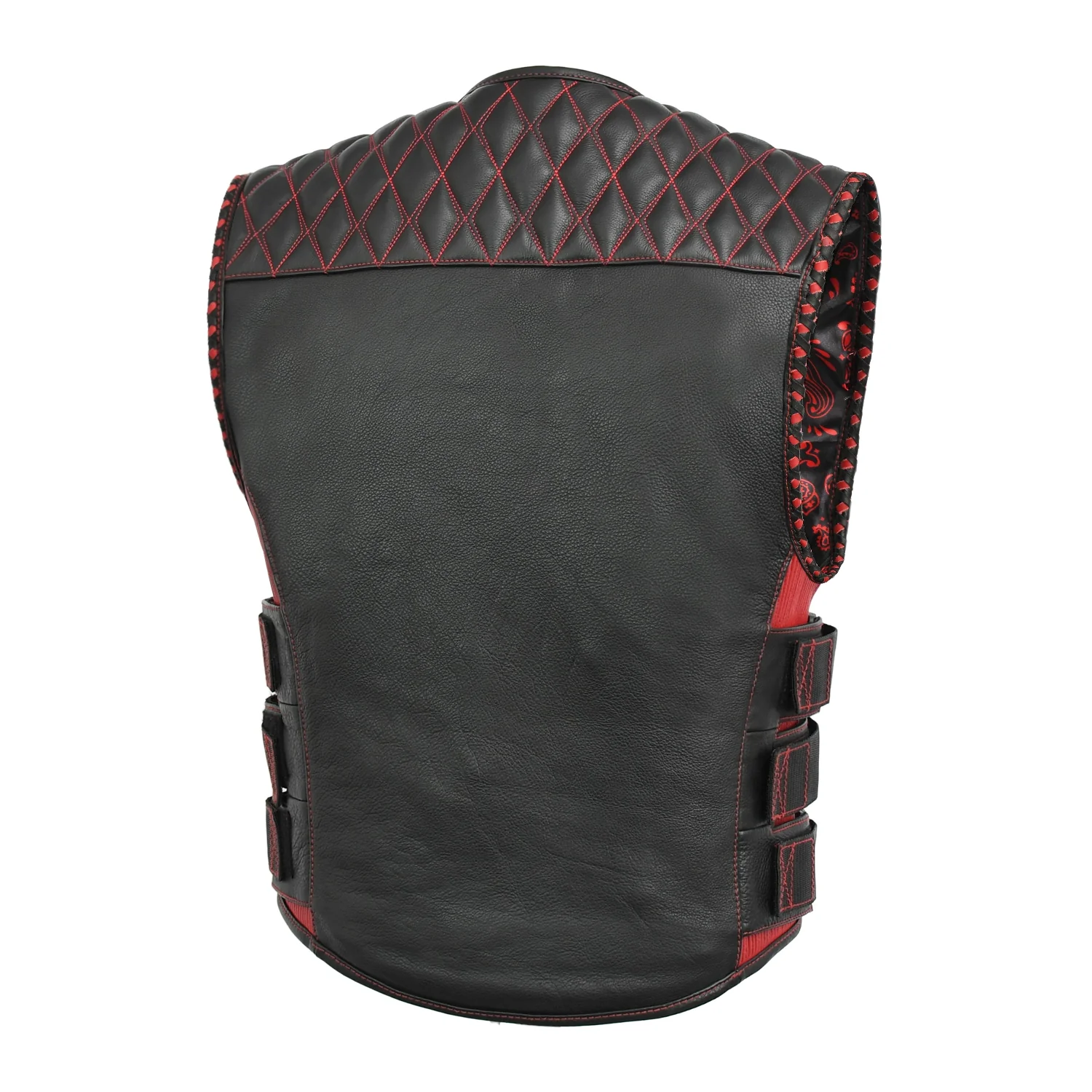 Tactical Emerald Men’s Motorcycle Leather Vest - Image 15