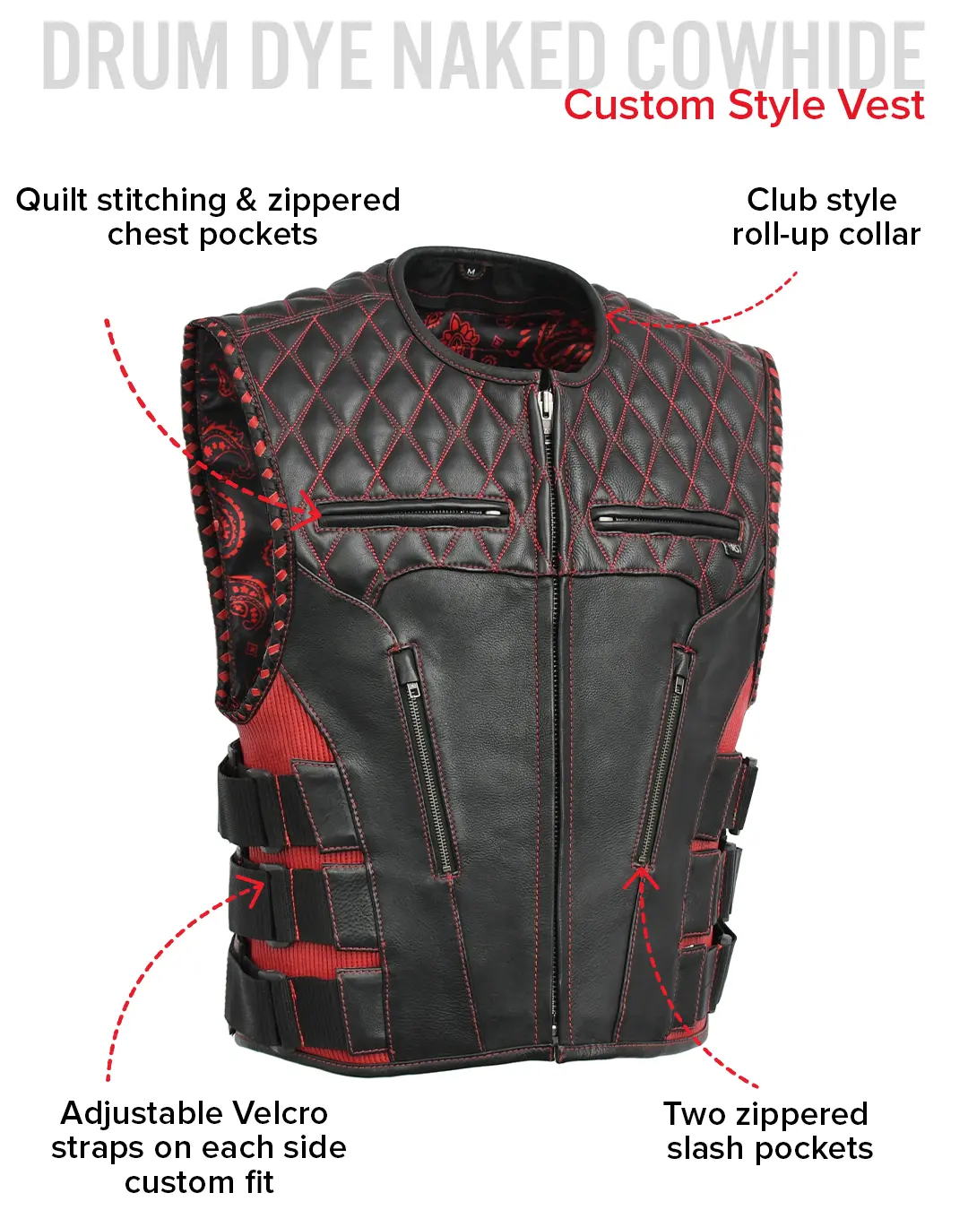 Tactical Emerald Men’s Motorcycle Leather Vest - Image 38