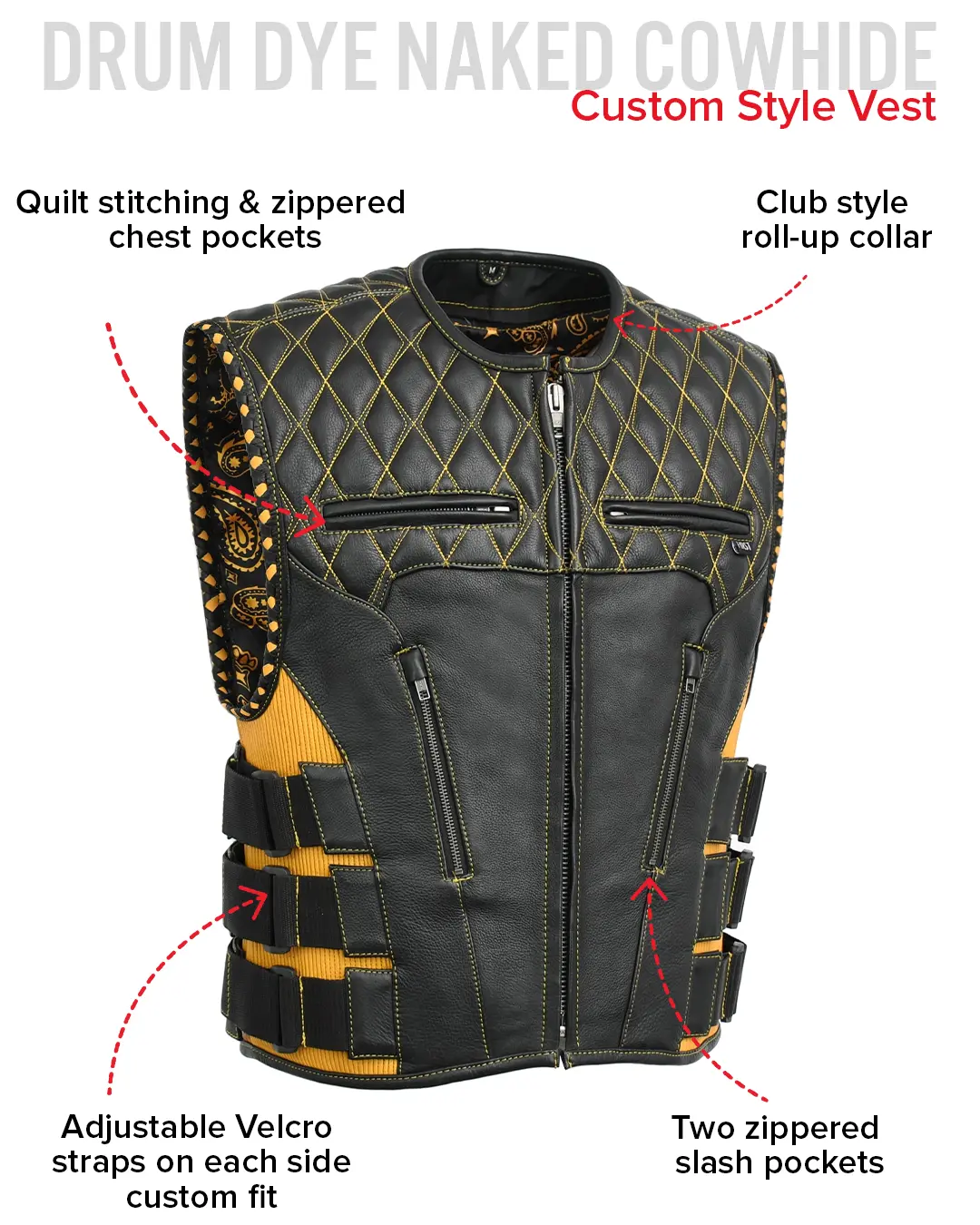 Tactical Emerald Men’s Motorcycle Leather Vest - Image 42