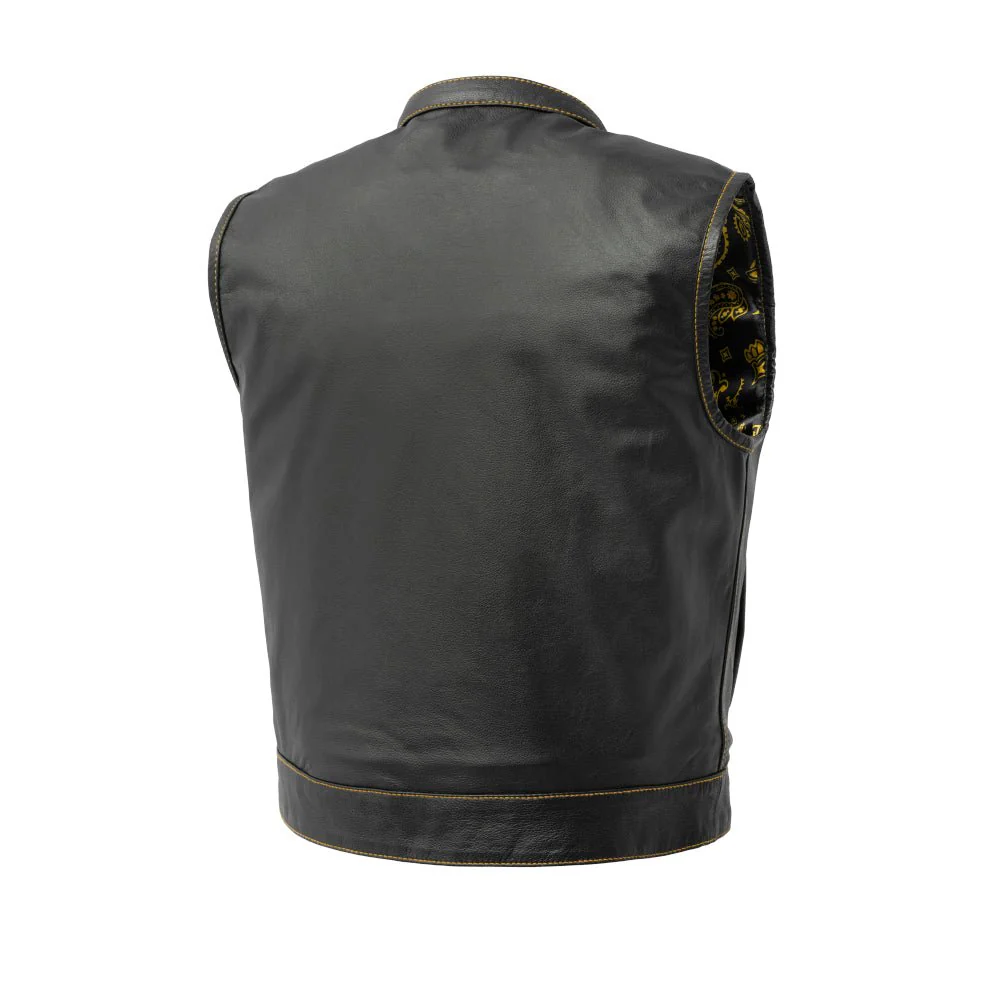 The Club Cut Men's Motorcycle Leather Vest, Multiple Color Options - Image 9