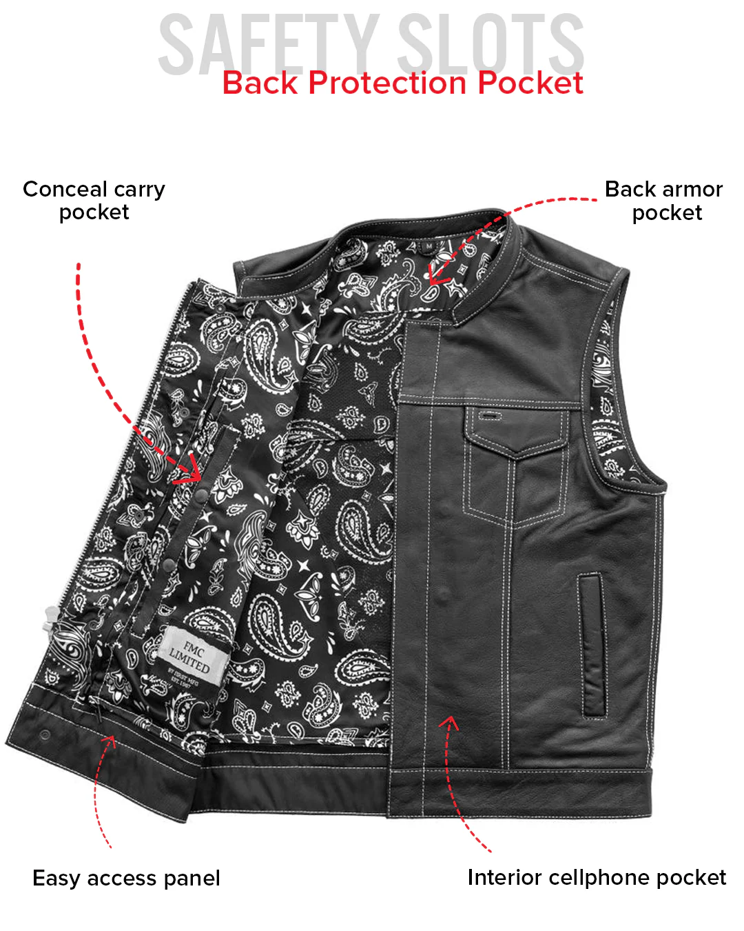 The Cut Men's Motorcycle Leather Vest, Multiple Color Options - Image 35