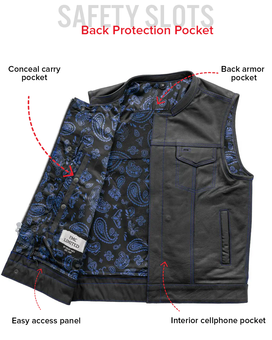 The Cut Men's Motorcycle Leather Vest, Multiple Color Options - Image 37