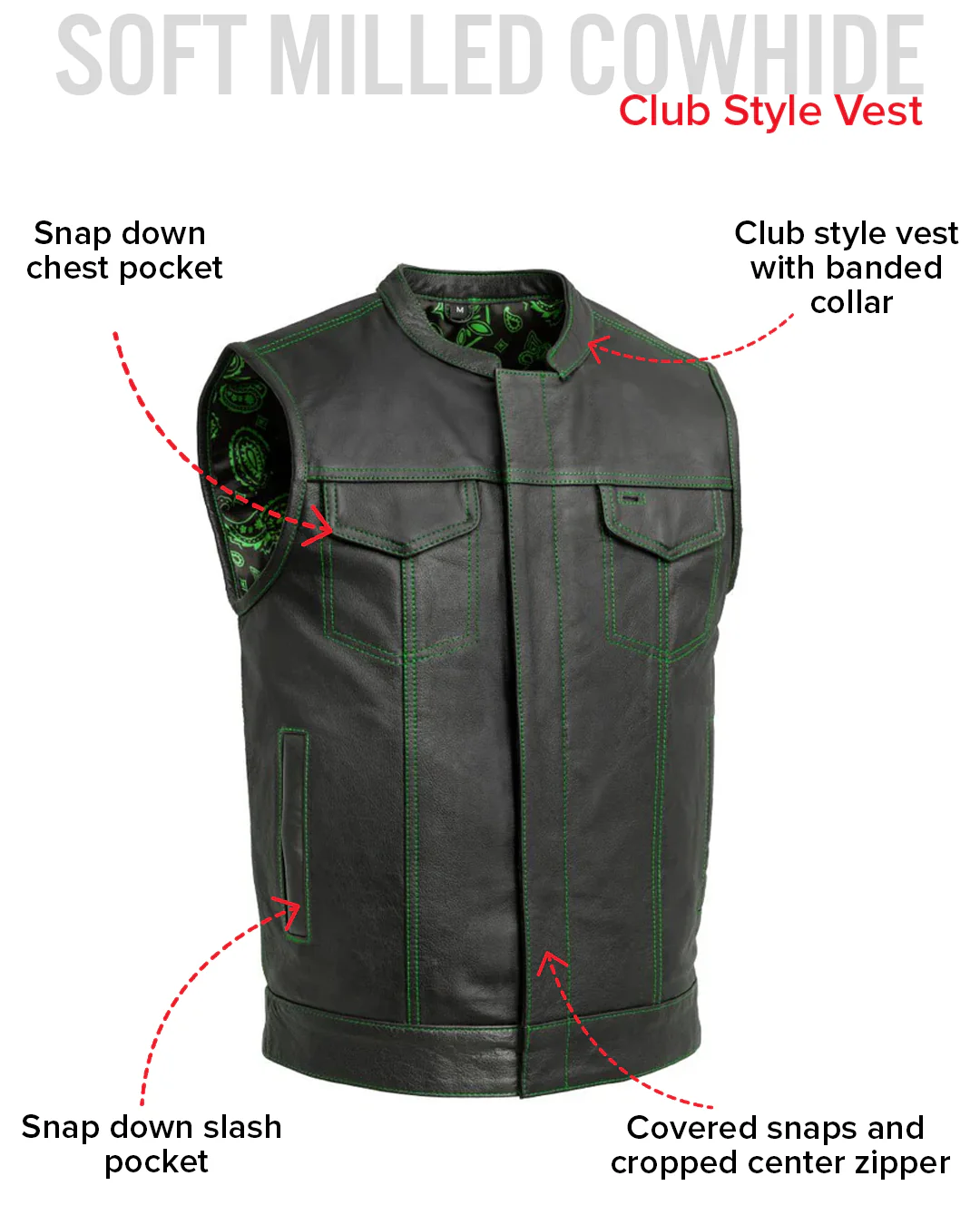 The Cut Men's Motorcycle Leather Vest, Multiple Color Options - Image 40