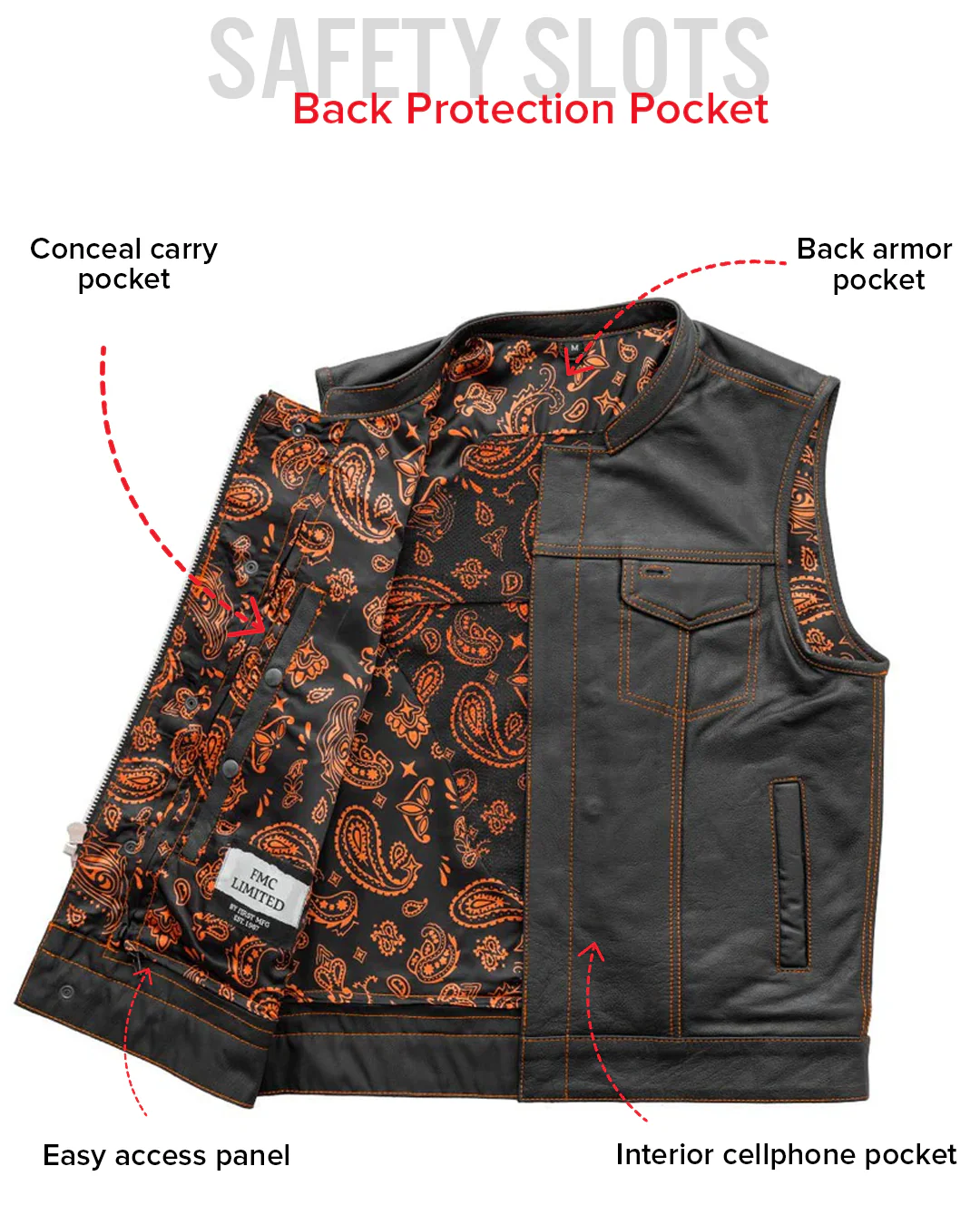 The Cut Men's Motorcycle Leather Vest, Multiple Color Options - Image 41