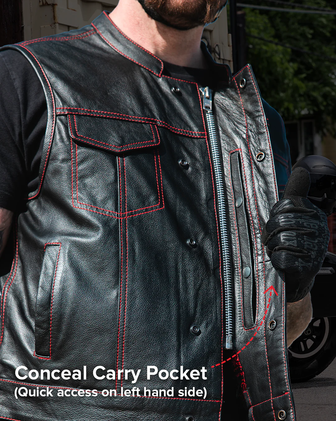 The Cut Men's Motorcycle Leather Vest, Multiple Color Options - Image 46