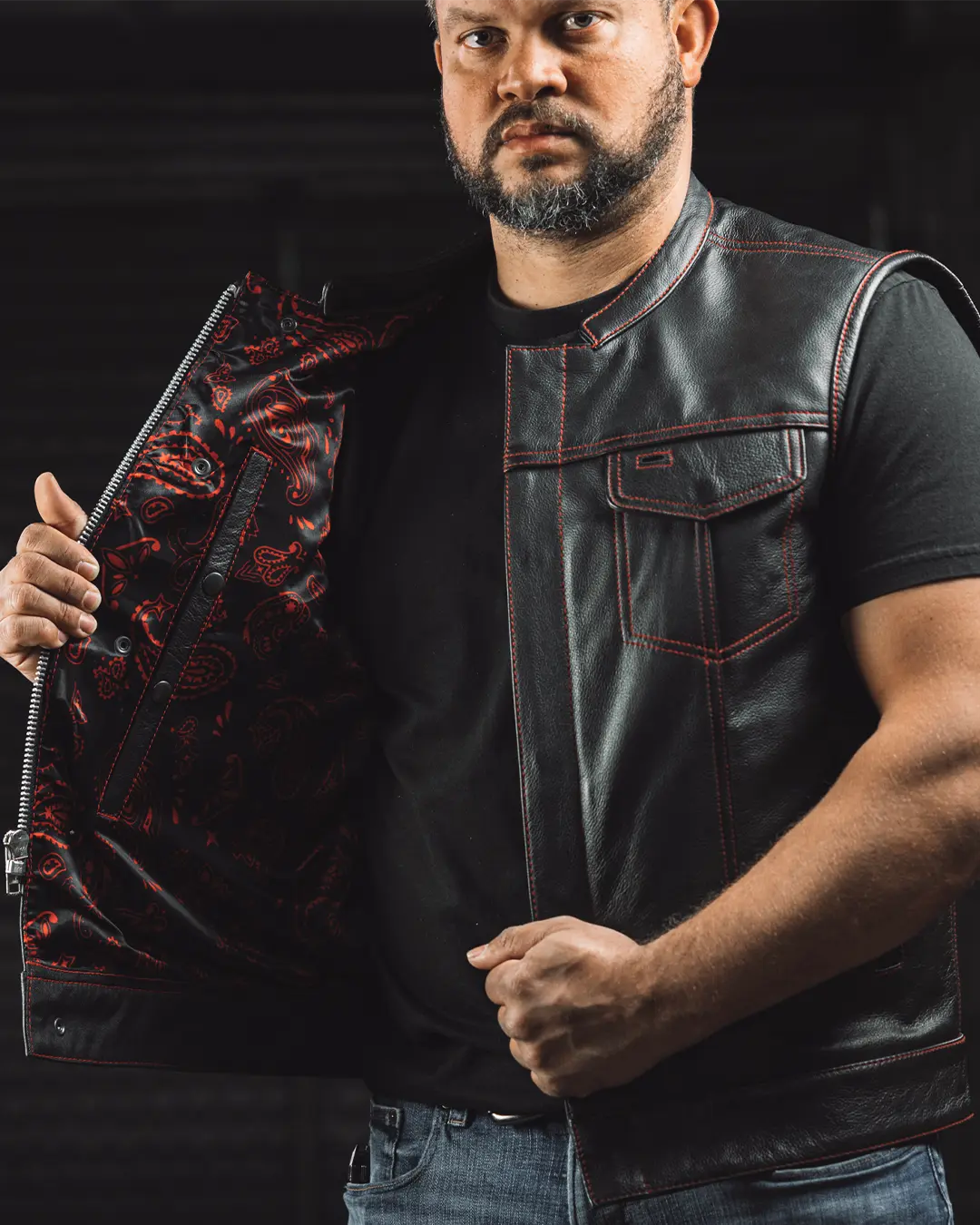 The Cut Men's Motorcycle Leather Vest, Multiple Color Options - Image 54