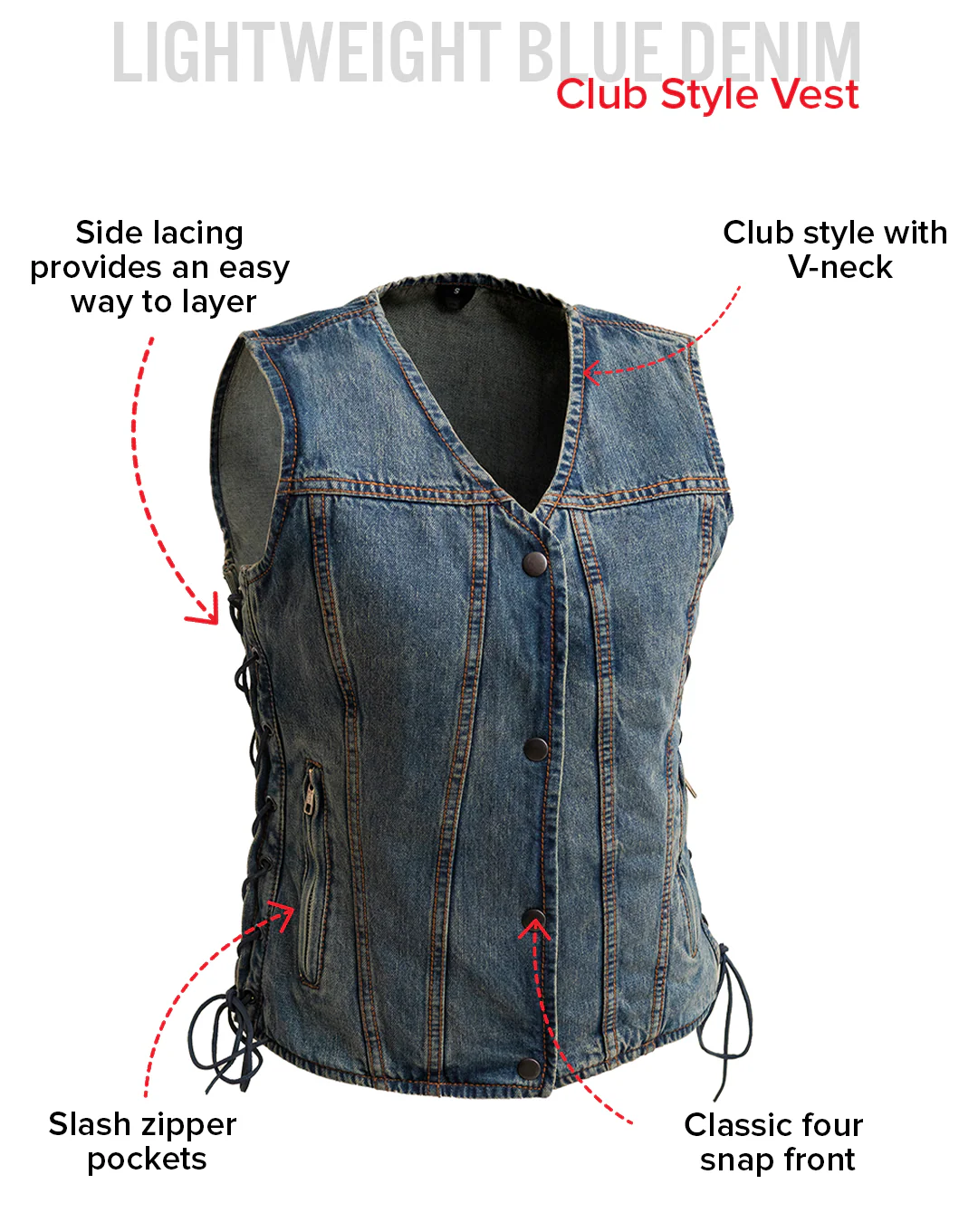 Tiff Women's Motorcycle Denim Vest - Image 5