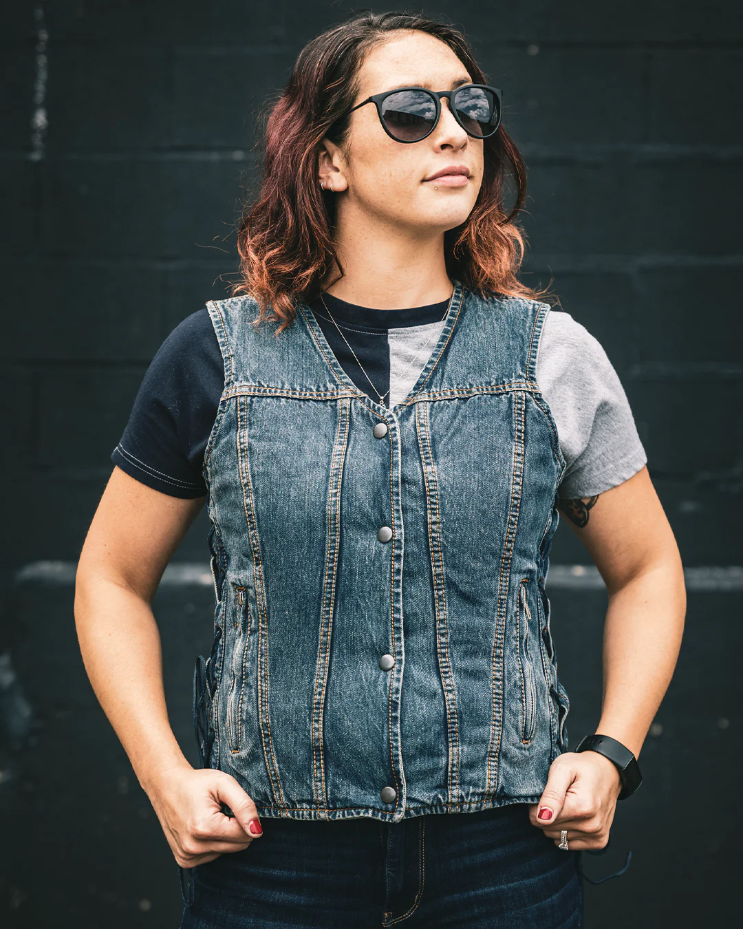 Tiff Women's Motorcycle Denim Vest - Image 8