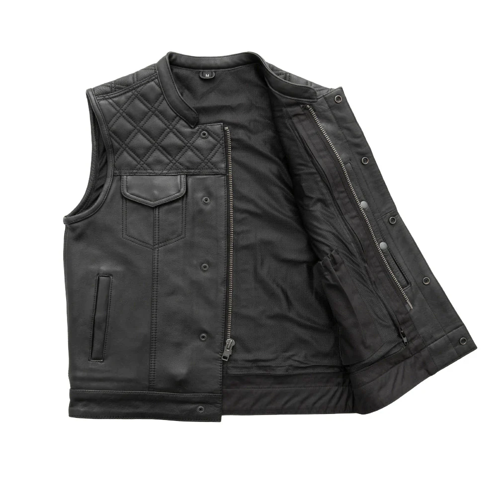 Whaler Black - Men's Club Style Leather Vest (Limited Edition) - Image 3