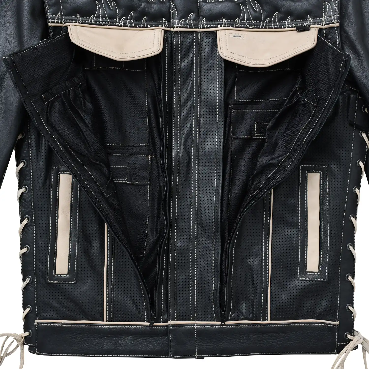 Wildfire Rouge Mens Motorcycle Leather Jacket (Oil Sand/Black) - Image 6