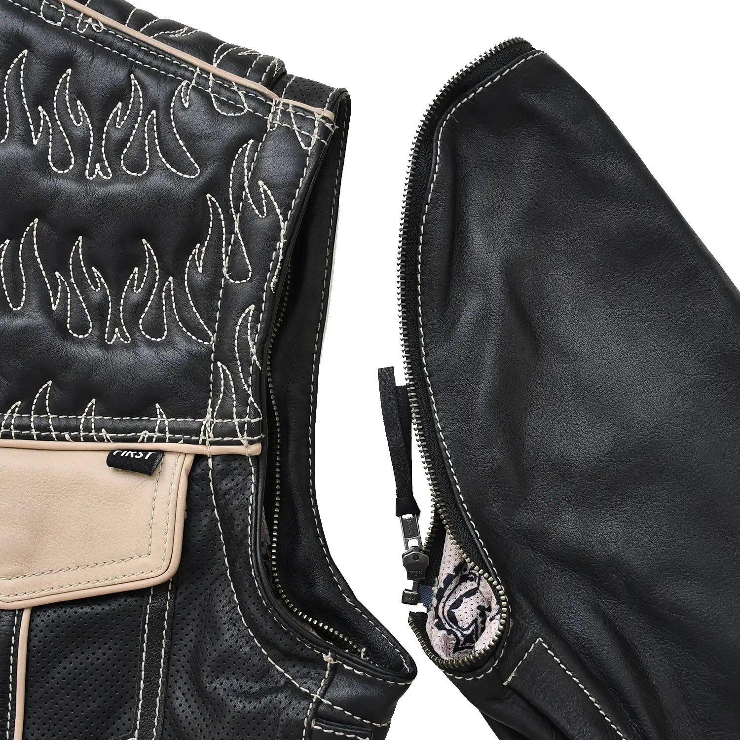 Wildfire Rouge Mens Motorcycle Leather Jacket (Oil Sand/Black) - Image 7