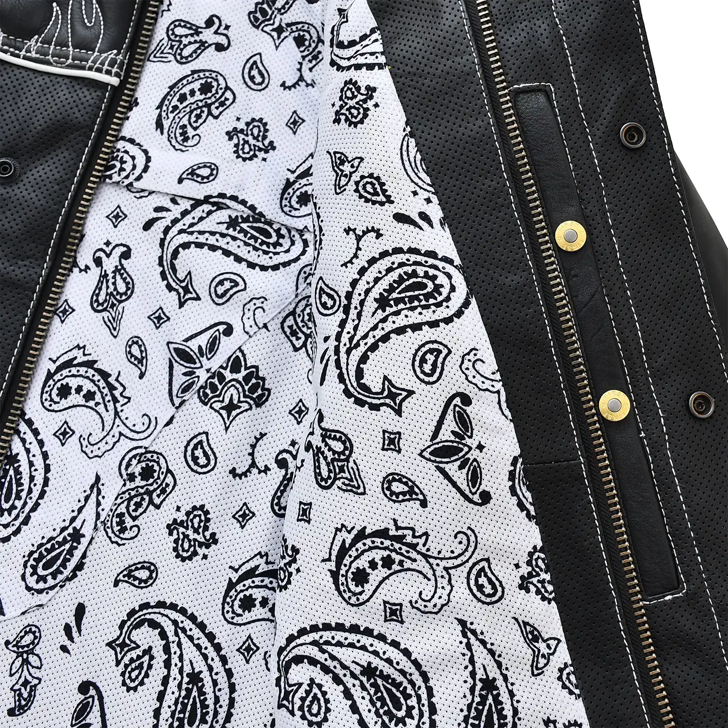 Wildfire Rouge Mens Motorcycle Leather Jacket (Black/White) - Image 6