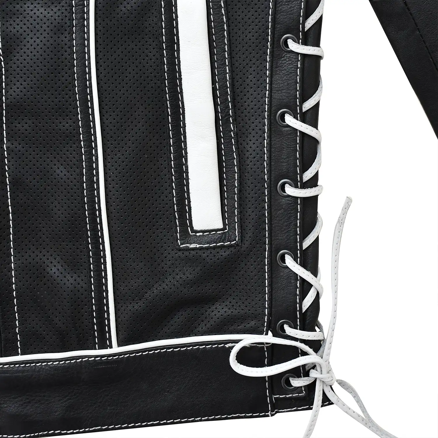 Wildfire Rouge Mens Motorcycle Leather Jacket (Black/White) - Image 8