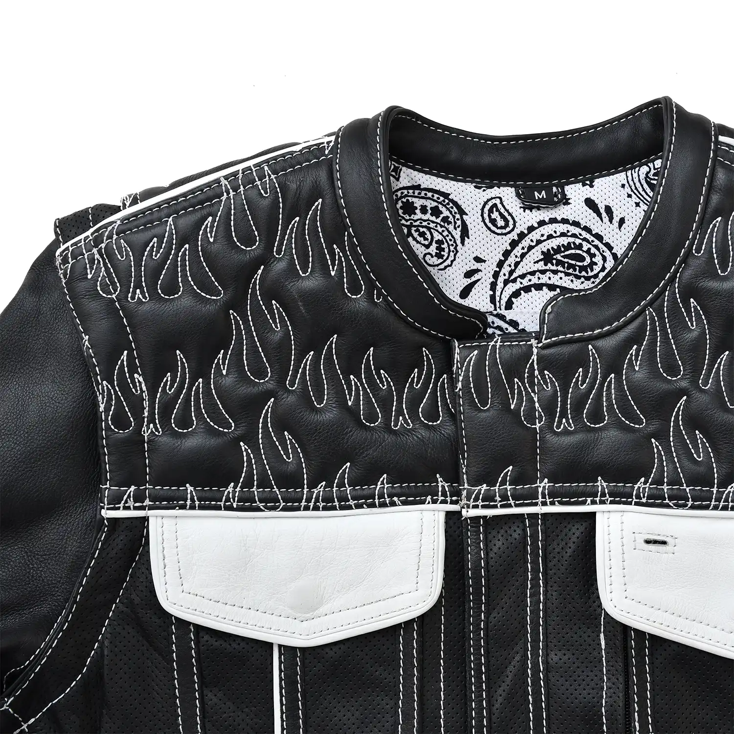 Wildfire Rouge Mens Motorcycle Leather Jacket (Black/White) - Image 9