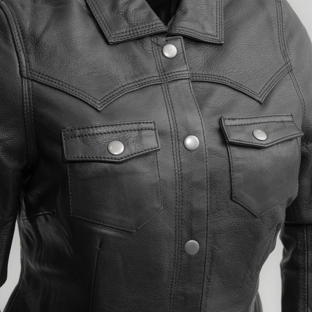 Onyx Women's Leather Motorcycle Shirt - Image 5