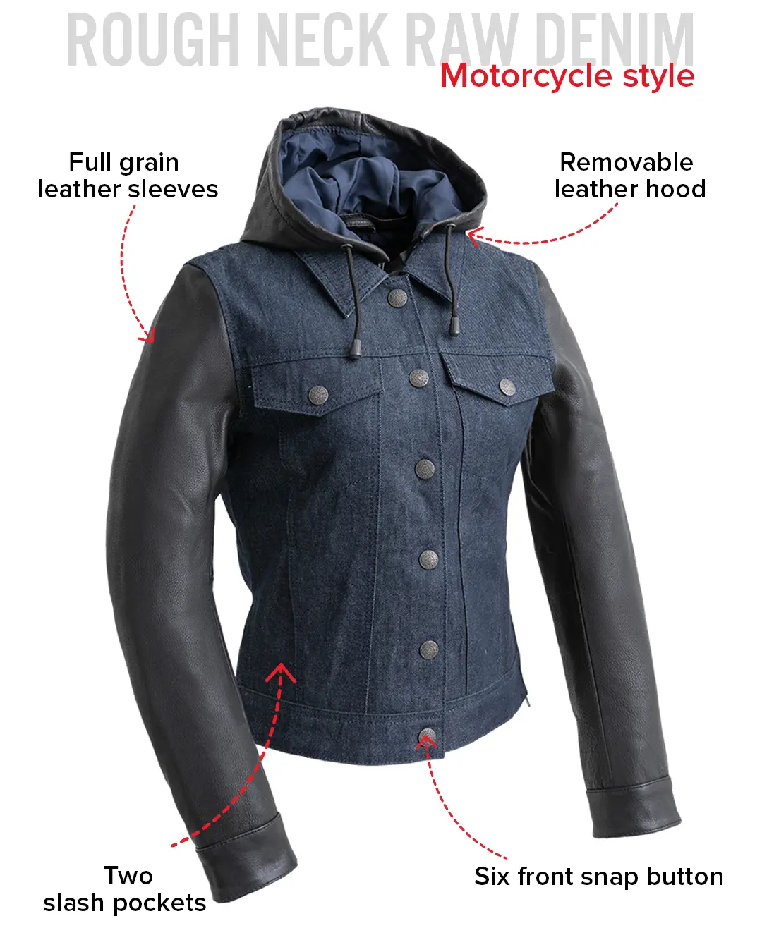 Holli - Motorcycle Denim/Leather Jacket - Image 11